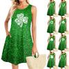Summer Dresses For Women Beach Boho Sleeveless St. Patrick's Day Printing Flowy Pocket Tshirt Tank Sundresses