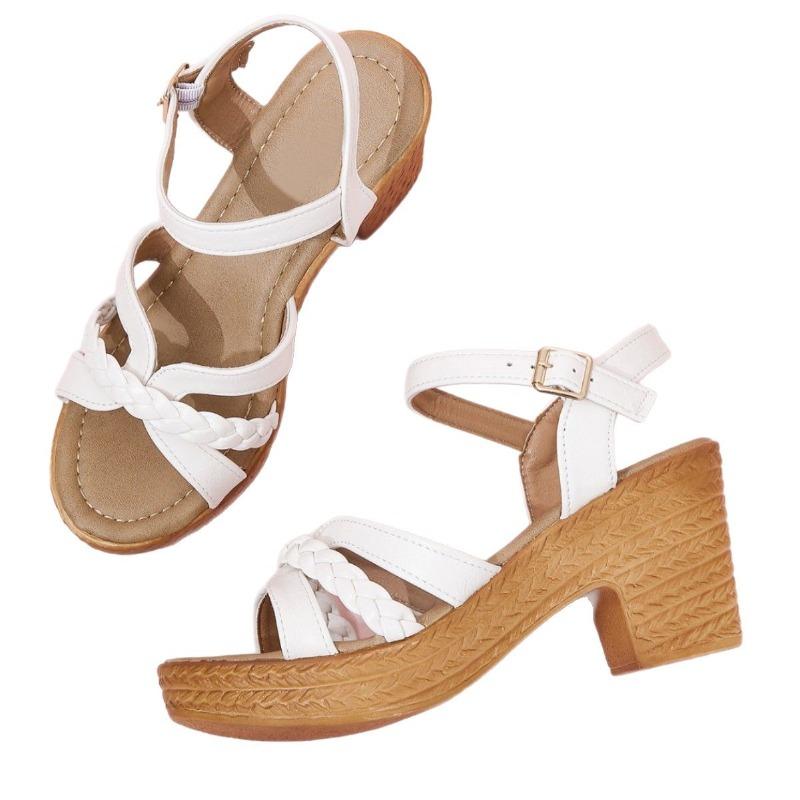 Сандалии Fish Mouth на толстом каблуке, женские, новые, с пряжкой, ремешком, большого размера