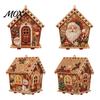 Handmade Assembly Model DIY Christmas Faux Pearl Art Painting Hanging Pendant Kit, 3D Bead Gingerbread Miniature Dollhouse Kit House Holiday Craft Set
