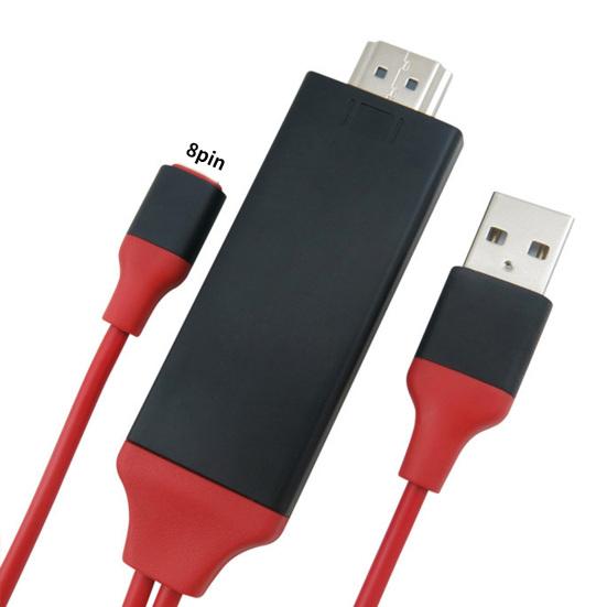HDMI-compatible Adapter Cable 1080P Plug and Play TPE 8Pin to HDMI-compatible Converter for iPhone