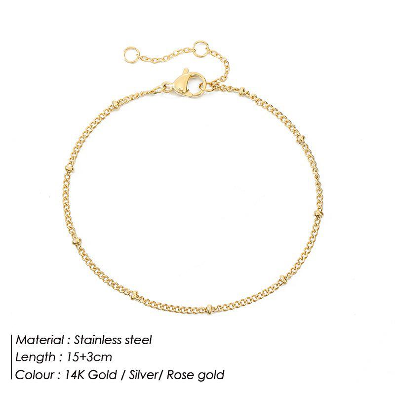 Elegant Women's Multi-Layer Beaded Bracelet - Stainless Steel 14K Gold Non-Fading Thin Chain Jewelry