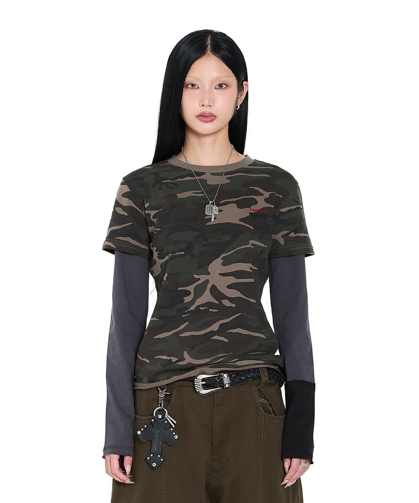 AAKAM Camouflage Layered Long Sleeve (Khaki)