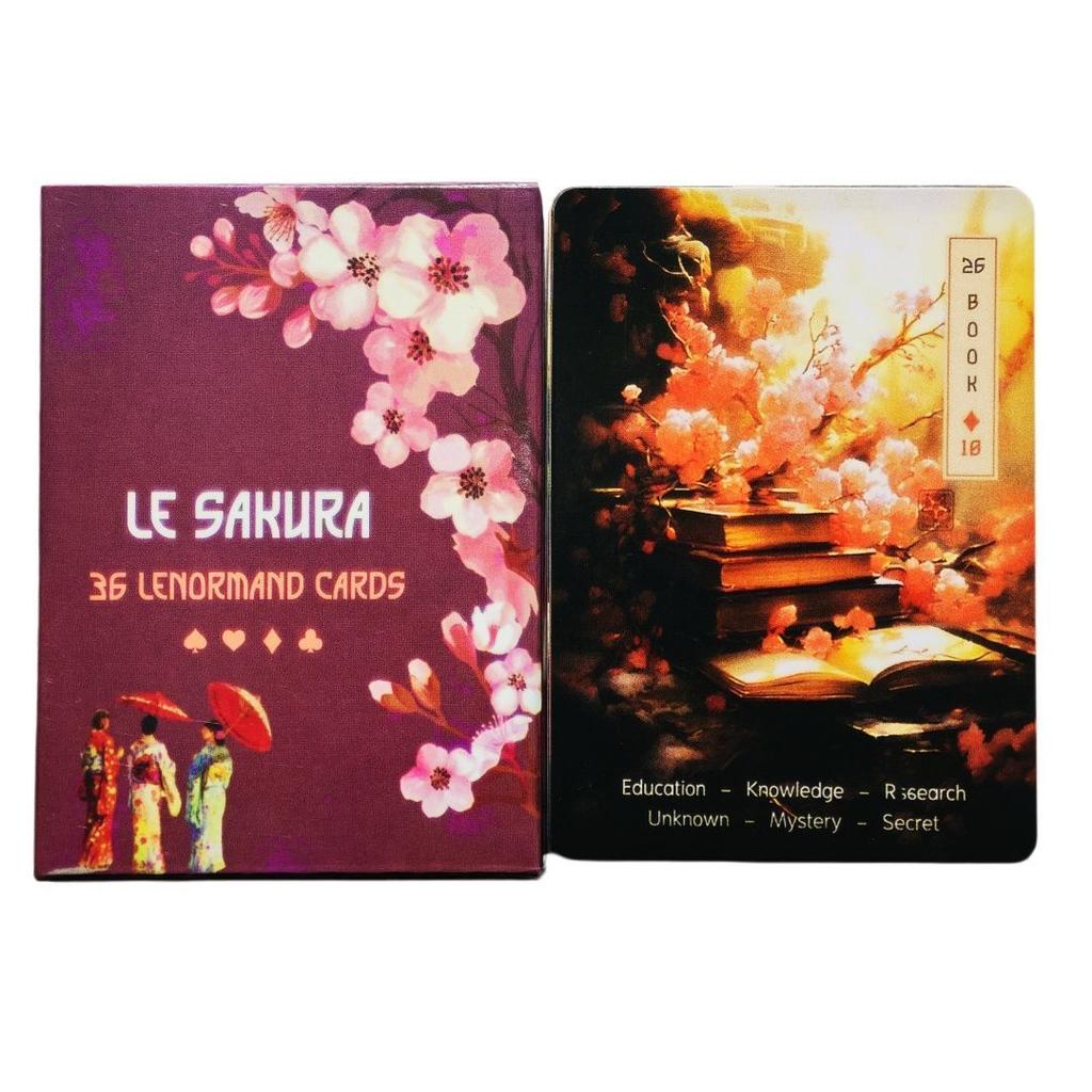 Le Sakura Lenormand Cards - 36 Card Deck with Keywords - Japanese Cherry Blossom Themed Oracle Cards 9*6cm