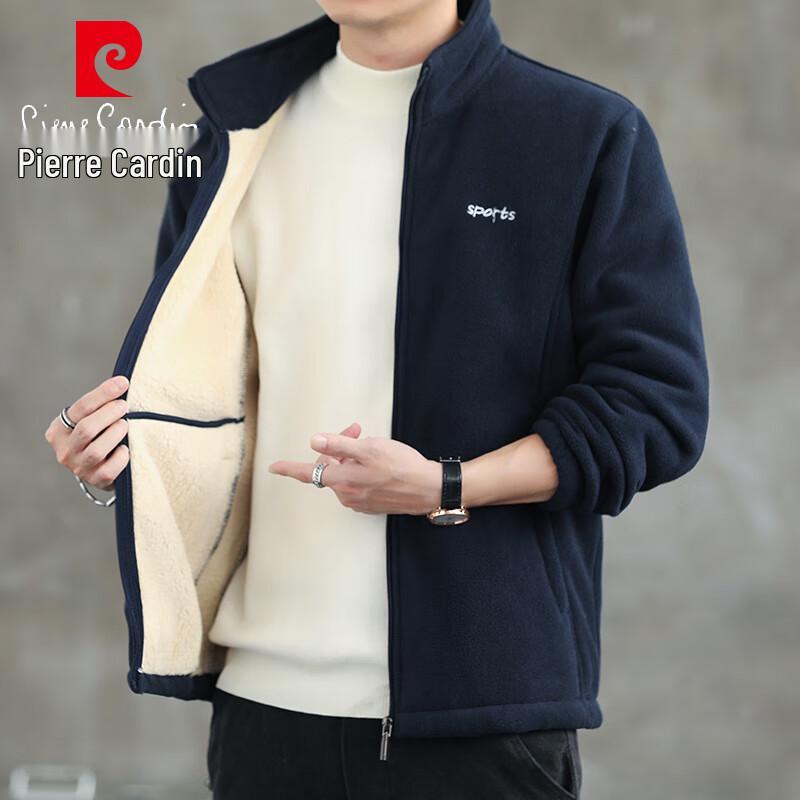 Pierre Cardin Мужской кардиган-куртка из флиса на подкладке из овечьей шерсти