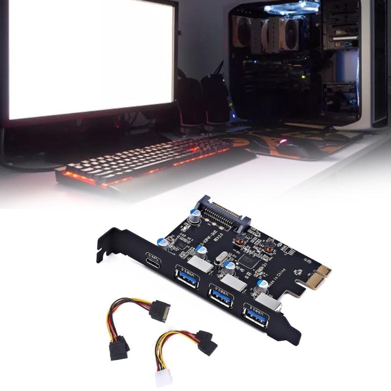 4-портовая PCI-E на 1x Type-C 3x Type-A USB3.0 4-портовая PCI-Express гостевая карта с внутренним 19-контактным разъемом