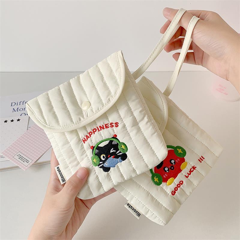 Милая сумка для хранения кота с вишней и яблоком, портативная ручная сумка для хранения гигиенических прокладок, большая вместимость, женская косметичка, подарки