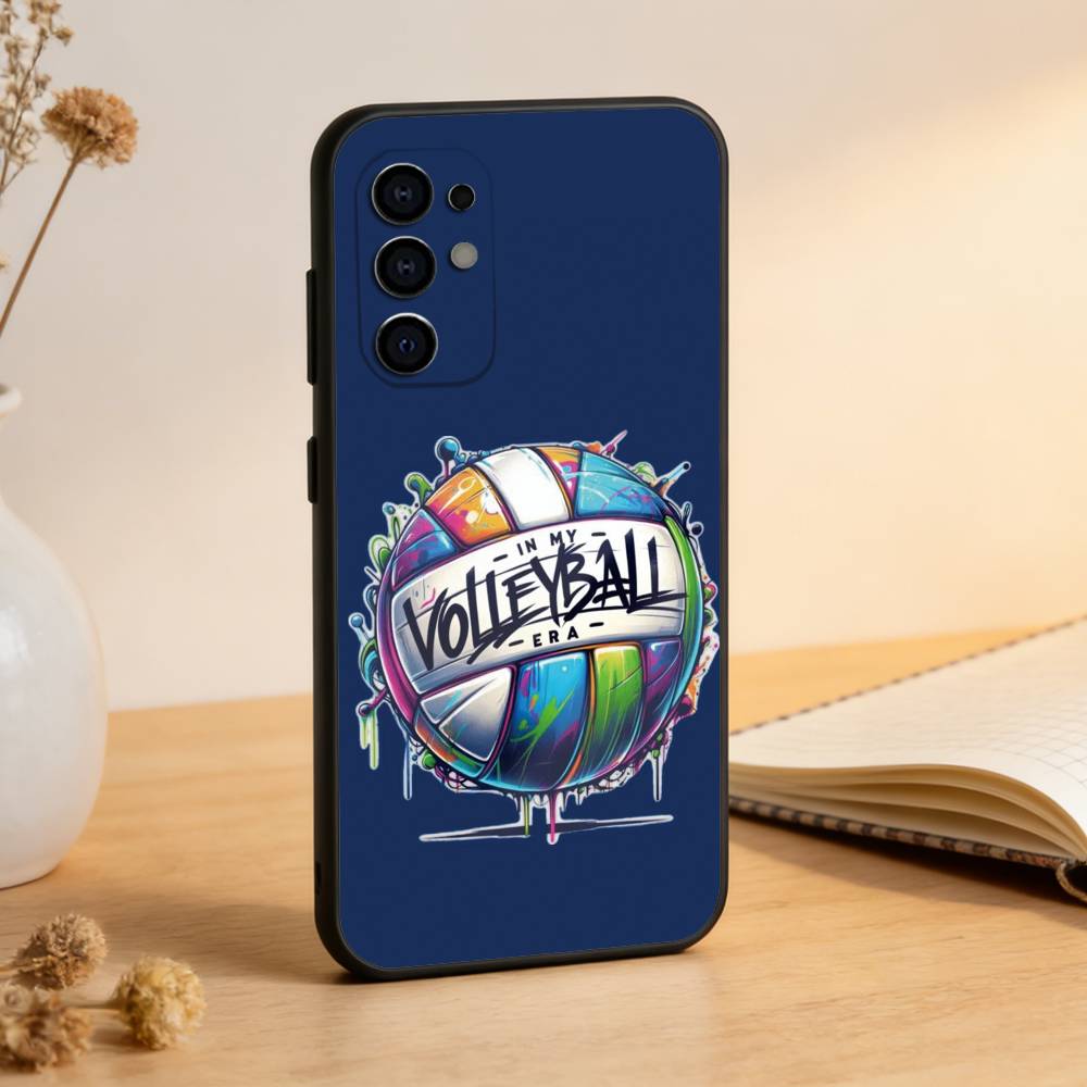 Volleyball Painted Phone Case Black Silicone Soft For Samsung S25,S24,S21,S22,S23,S30,Ultra,S20,Plus,Fe,Lite