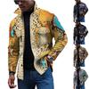 Мужская модная тенденция, повседневная повседневная куртка на пуговицах с длинным рукавом с принтом