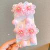 Floral Hair Ties for Girls - No Damage Pink Bloom & Pom Pom Elastics, Gentle Soft Ponytail Bands for Kids & Toddlers