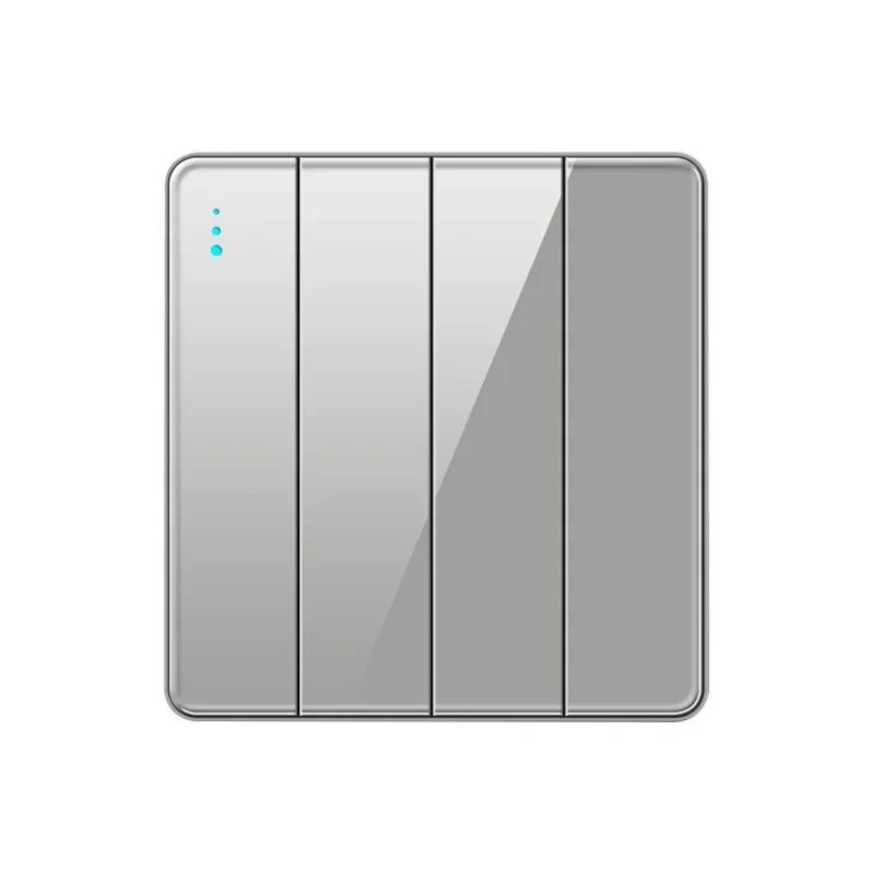 EU RU UK Standard 1/2 Way Wall Light Switch Luxury Full Tempered Glass Panel ON OFF Power Push Button Switch1/2/3/4 Gang Type 86