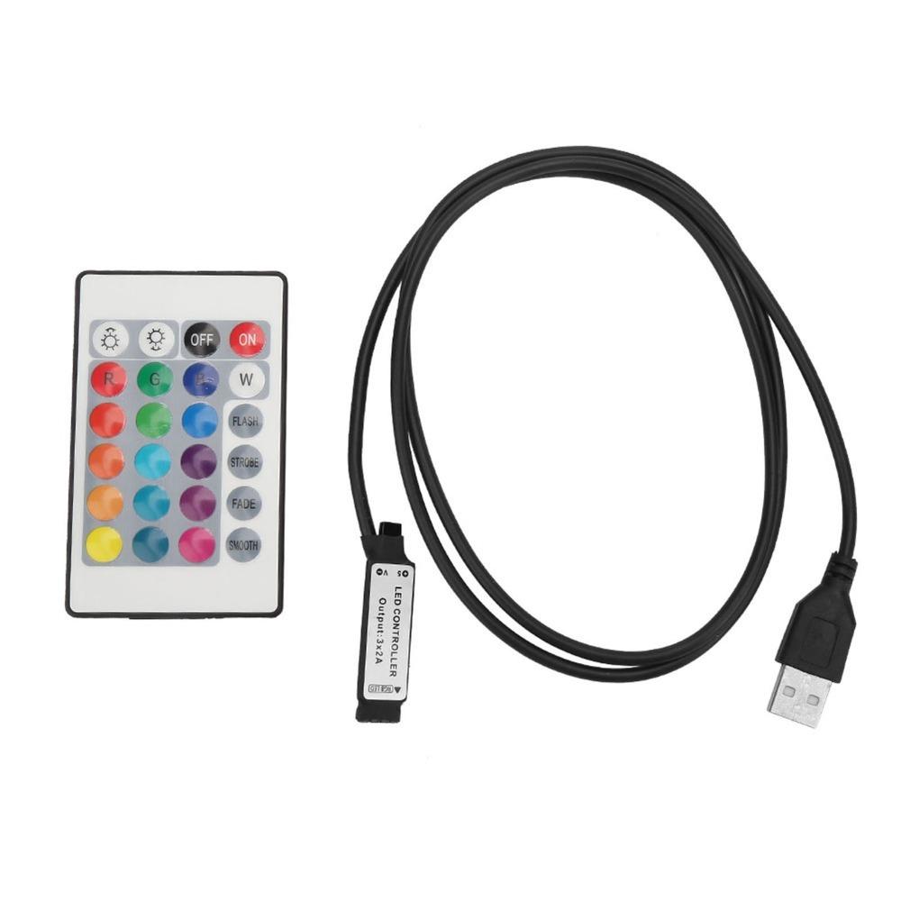 DC 12V IR Remote Controller 24 Key Mini Size RGB Led Light Strip Remote Lamp Effect with 1m USB Inline USB IR Controller
