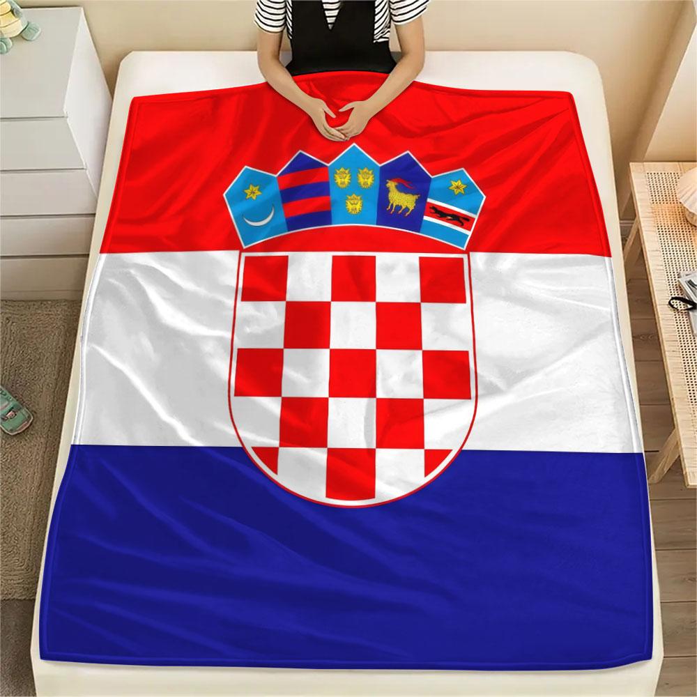 Croatia National Football Team Printed Flannel Blanket, soft throw for bedroom sofa, washable, Christmas present, great gift.