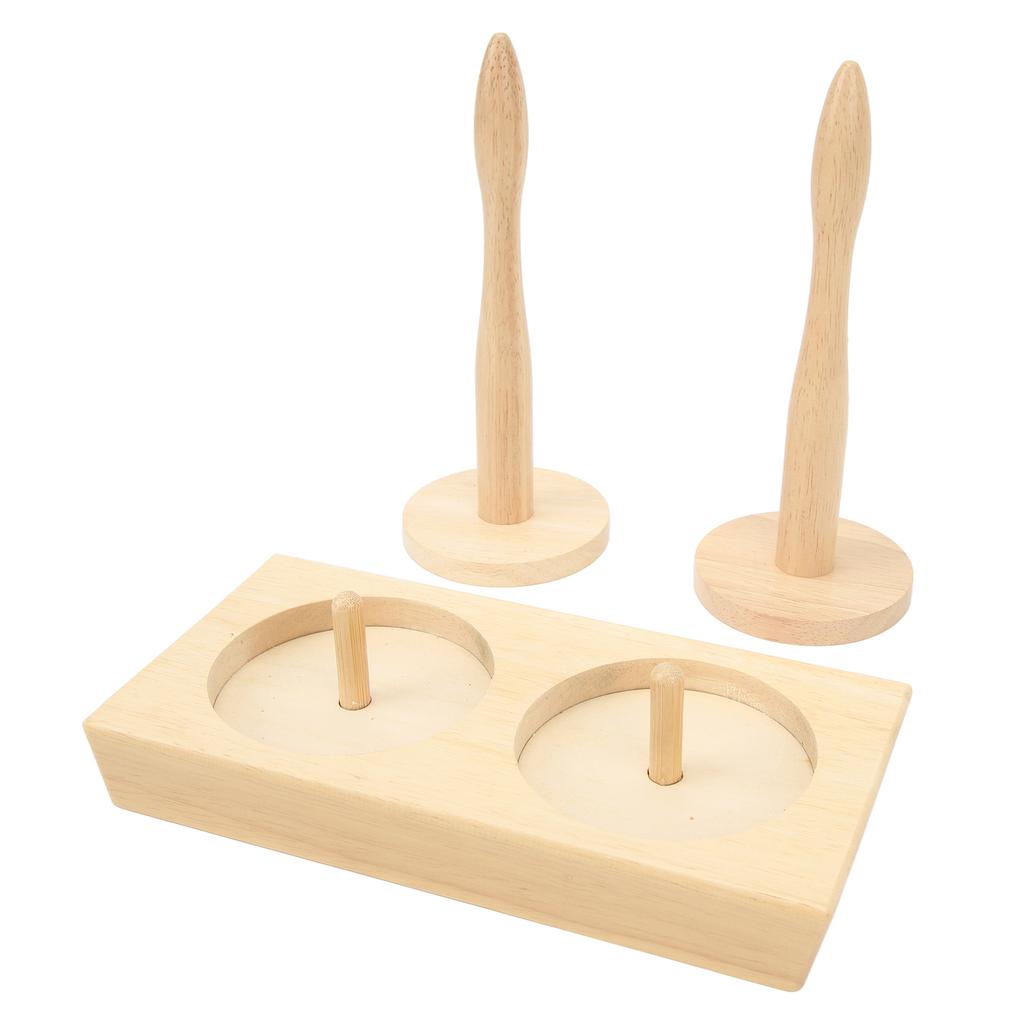 Двойной держатель клубков пряжи, шпиндель, деревянный швейный инструмент для вязания крючком, держатель для прядильной пряжи, диспенсер для ниток