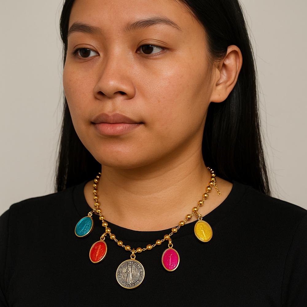 Adjustable Rosary Necklace St. Benedict Clavicle Chain Fashion Metal Pendant Necklace  Gift