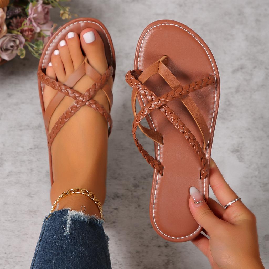 Sandal Slippers Women,Woven Flat Fashion Holiday Beach Shoes