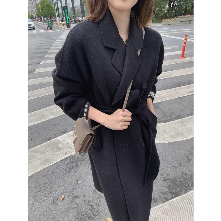 Осеннее и зимнее женское двустороннее кашемировое пальто, длинная часть, элегантный темперамент