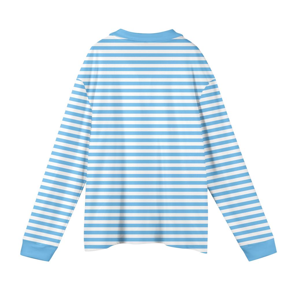 Мужские повседневные топы с длинными рукавами на пуговицах с полосатым принтом