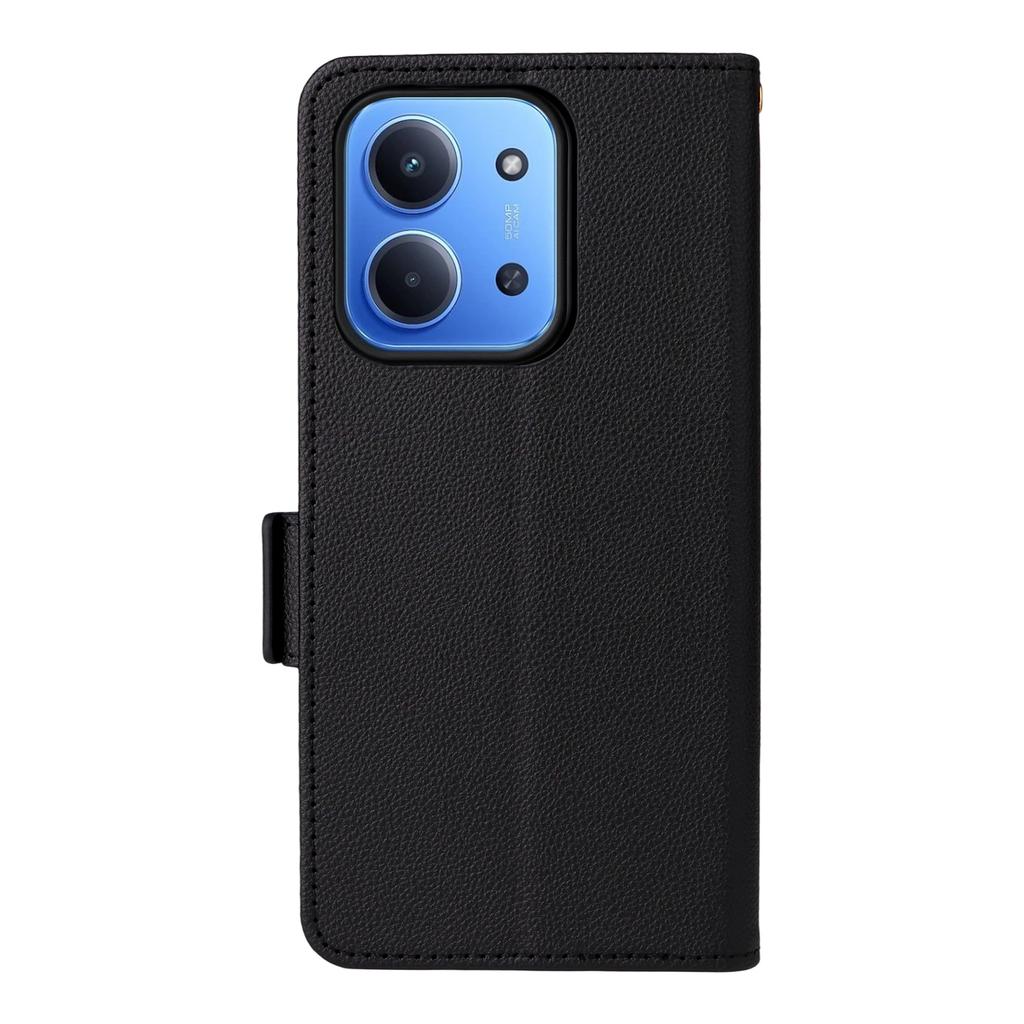 Для Xiaomi Redmi 15C 4G (Глобальный) (171 мм)/Чехол для Poco C85 4G с ремешком на запястье, текстура личи, кошелек из ПУ кожи, чехол для телефона