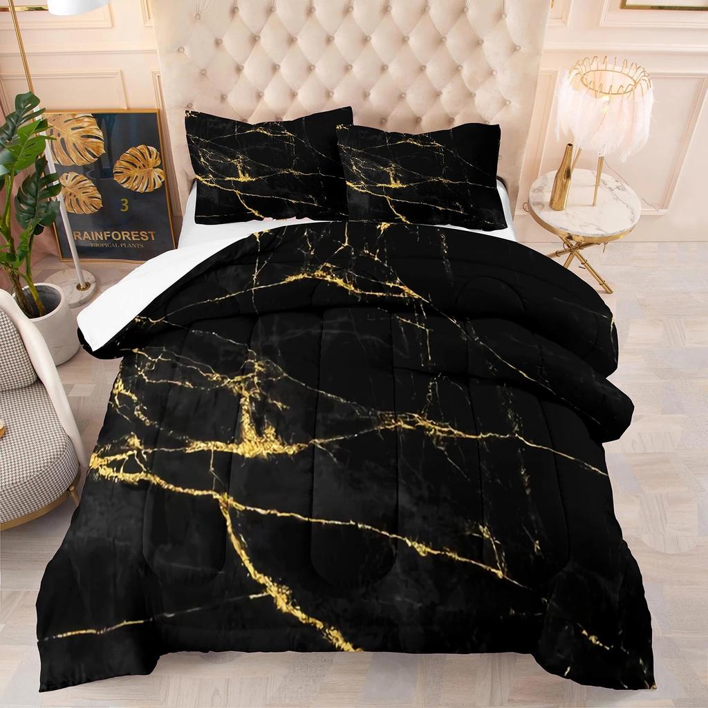 Пододеяльник с абстрактным черным золотом и мрамором, наволочки, комплект постельного белья Twin Queen King 200x200, роскошный скандинавский дизайнер