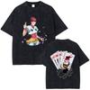 HUNTERHUNTER Anime Tshirt Chrollo Lucilfer Graphic T Shirt Mens Clothing Short Sleeve Oversized Tee Pure Cotton Washed Tshirt