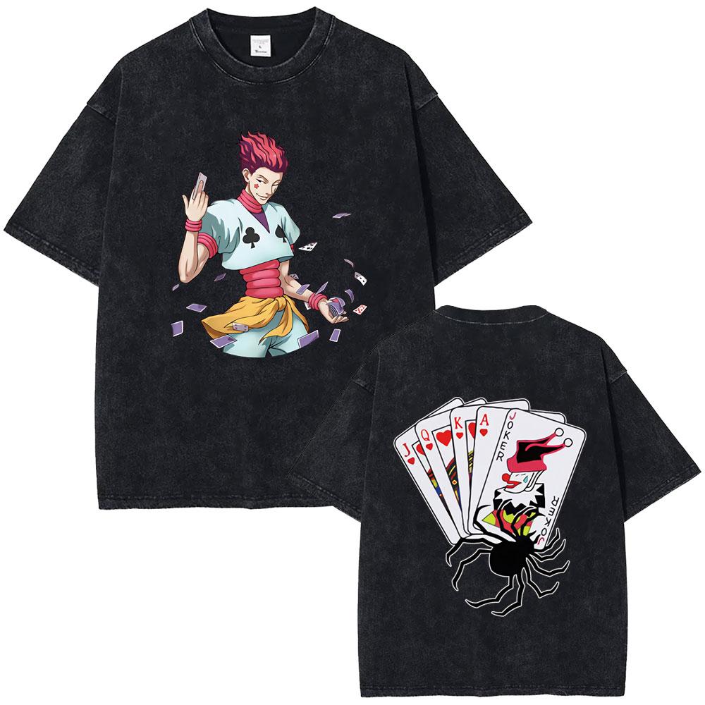 HUNTERHUNTER Anime Tshirt Chrollo Lucilfer Graphic T Shirt Mens Clothing Short Sleeve Oversized Tee Pure Cotton Washed Tshirt