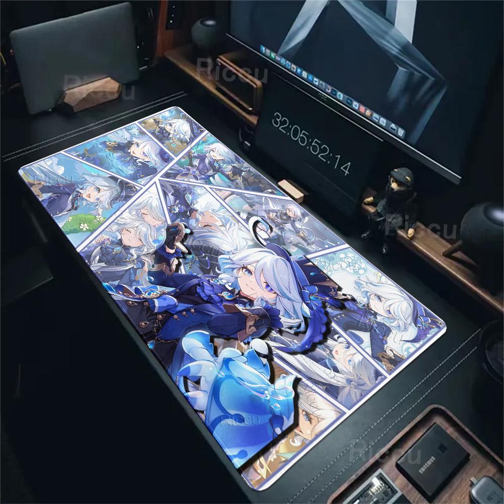 Kawaii Anime Girl Extended Mousepad Furina Genshin Impact PC Professional Desk Mats Non-slip Gamer Aesthetics Table Pad XXL Rugs