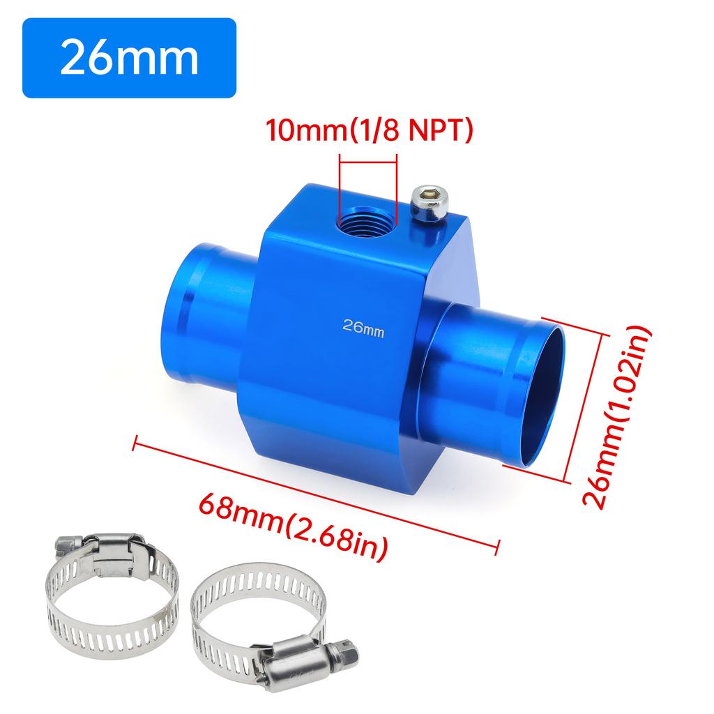 40-120 Celsius Car 52mm Water Temperature Gauge with Adaptor Joint Pipe Radiator 1/8NPT Sensor Racing Water Tank Level Indicator Coolant Temperature