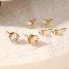 European & American Zircon Earrings Set: Luxurious 18K Gold-Plated Stainless Steel Studs, Simple Titanium Style.