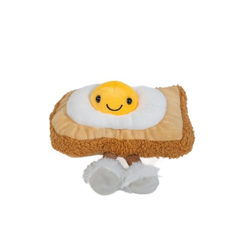 Fried Cute Egg Toast Cartoon Food Plush Toy Doll For Gifts And Room Decoration