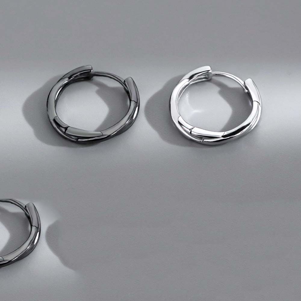 Круглые серьги-пусеты геометрической формы с закручиванием серебристого цвета для мужчин, серьги-кольца в панк-стиле