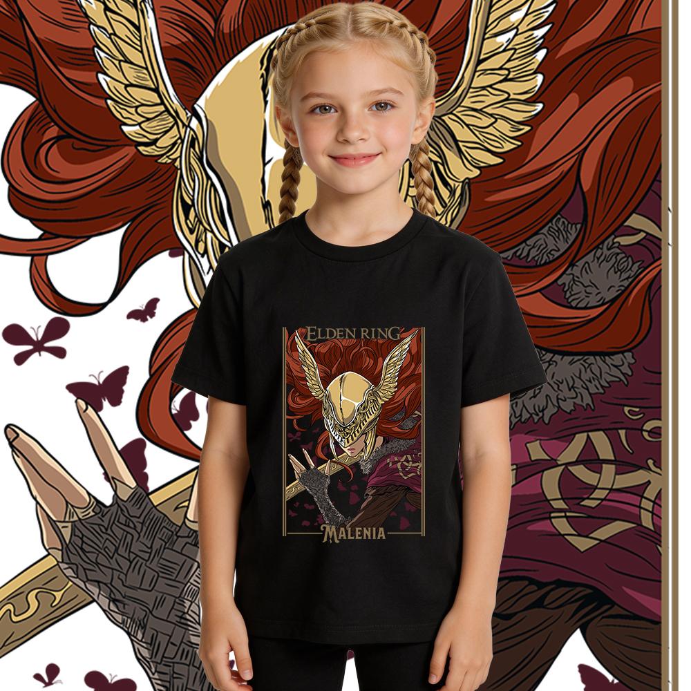 Elden Ring Malenia Anime Print Boys Girls Cotton T Shirt Kids Casual Tee Soft Breathable Summer Top