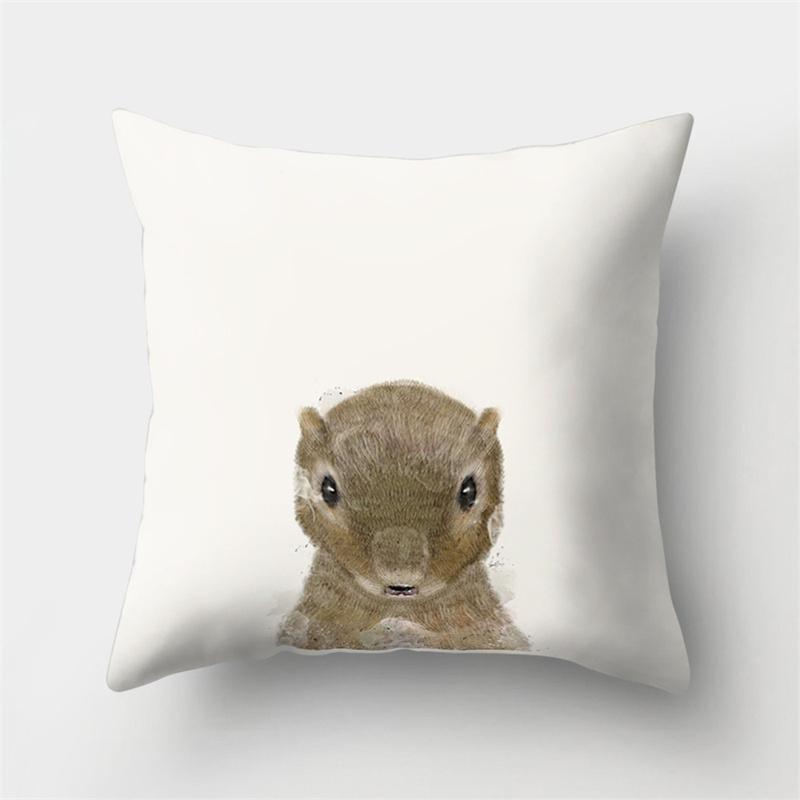 Чехол для подушки с милым животным, собакой, оленем, медведем, домашний диван, декоративная подушка для спальни, наволочка