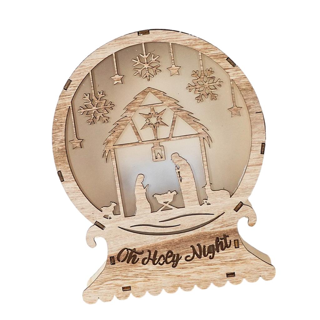 Nativity Scene LED Light Wood LED Light Decoration Light Up LED Wood Christmas Ornaments for Christmas Holiday Supply