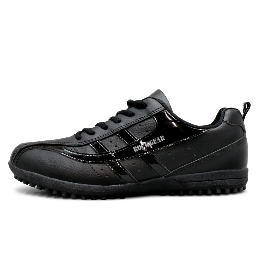 ROCK GEAR RG710 Men's Spikeless Golf Walking Shoes, PU Leather Low-Top Sneakers, Size 3E, Black, Size 26.0