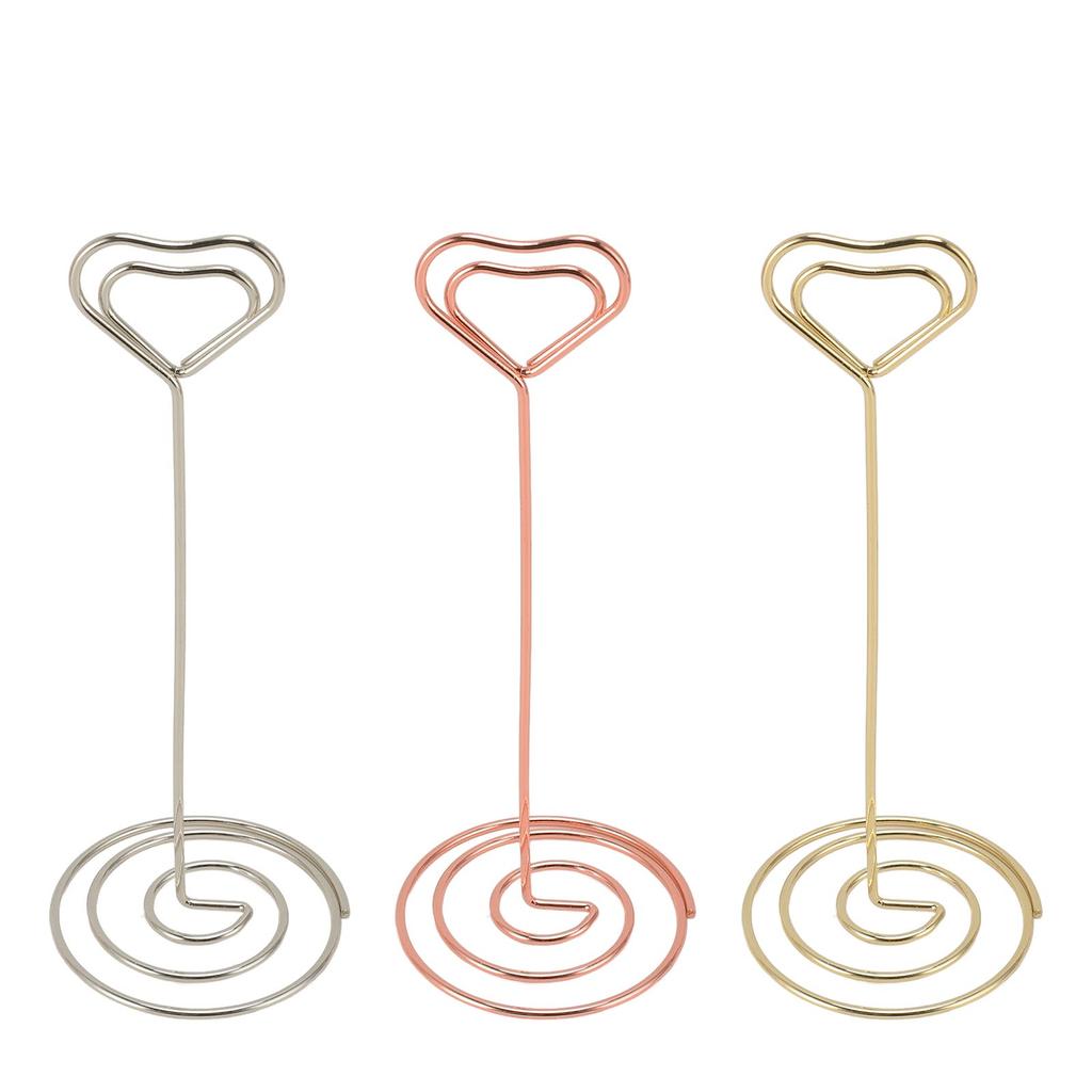 20 Pcs Table Number Holder 15cm Heart Shaped Place Card Holder Memo Clip Photo Stand