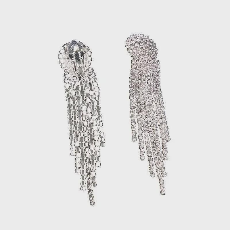 Серьги-кисточки из серебра 925 пробы для женщин: Европейско-американский стиль с полным ромбовидным дизайном