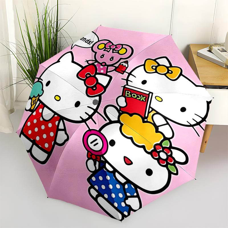 1pc Hello Kitty Automatic Opening/Closing Umbrella with Convenient Three-Fold Design, 8-Bone Iron Frame, Outdoor Umbrella, Ideal Gift for Fans, Travel