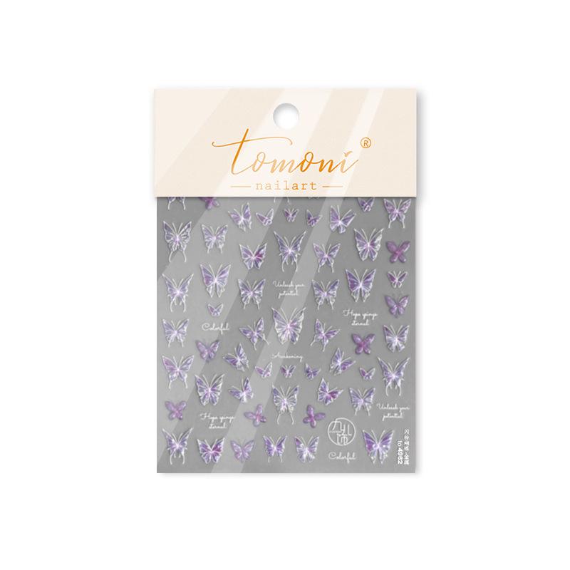 Томони Ретро Металлические Наклейки для Ногтей: Блестящая бабочка, смешанные стили, японская канцелярия