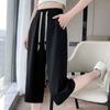 Women's Summer New Design Sense Loose Thin Wide-legged Pants Small Casual Versatile Seven-minute Pants Straight Pants
