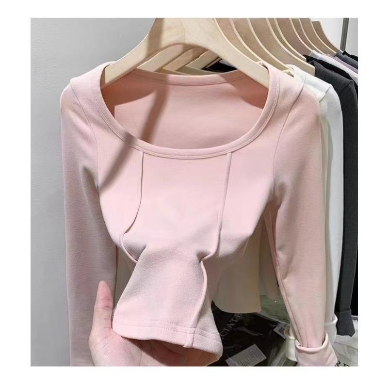 Футболка с длинными рукавами, женская осенне-зимняя, новая внутренняя короткая рубашка Spice Girl, облегающий и тонкий студенческий топ