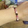 1pc Natural Tiger Eye Stone Elastic Bracelet with Pink Beads- Stretchy Comfort Fit for Daily Wear& Parties, Mother's Day Gift, Year-Round Accessory