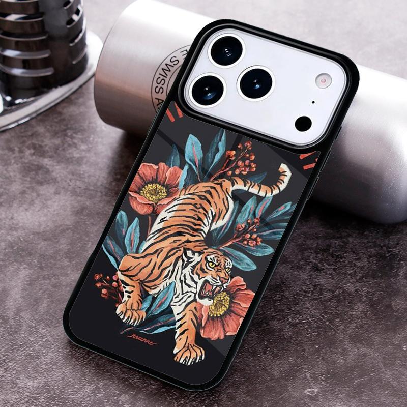 Японский чехол-тигр для iPhone 17 16 15 Pro Max Air 14 13 12 11 Plus Ударопрочный чехол
