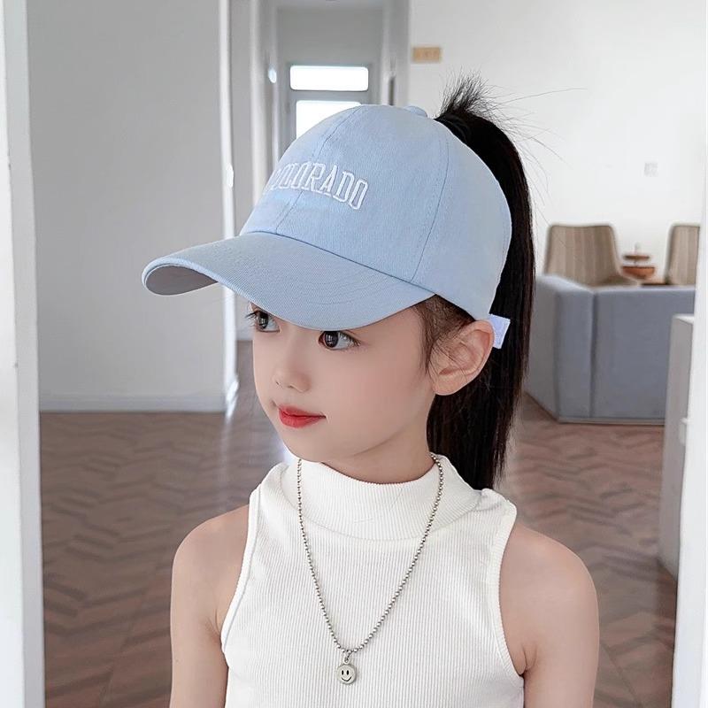 Комплект из 1 детской шапки, летние пустые цилиндры, детские шапочки с язычком утки, шляпы от солнца с вышитым бантом для девочек, бейсболки с завязанным хвостиком