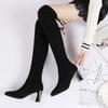 Over The Knee Tie Long Boots For Women Winter Pointed Toe Black Female Shoes Size 35-40 Botas Mujer Women Boots