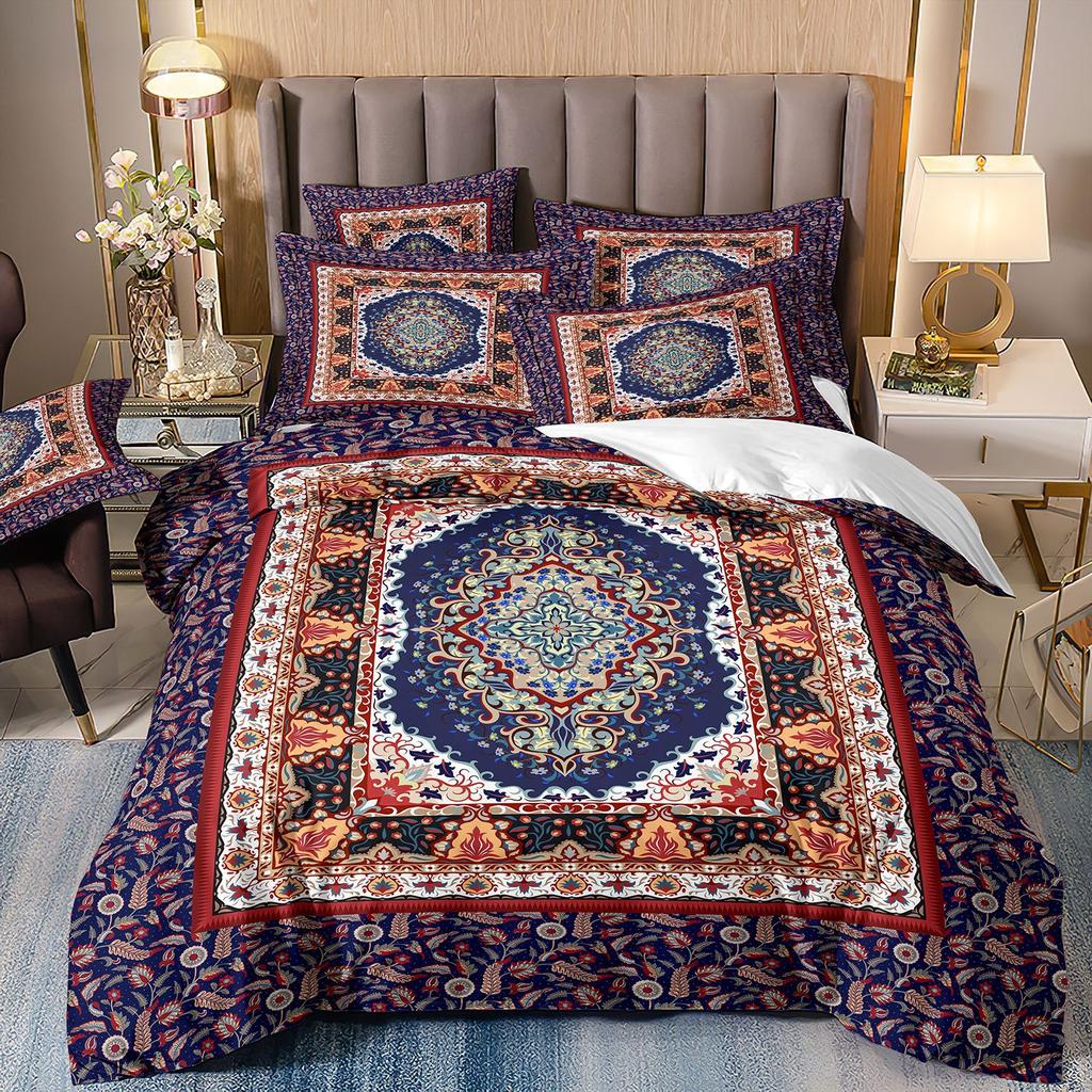 Duvet Cover Set 3D Luxury Style Printed Bedding Quilt Cover Set 3 Pieces Soft Microfiber Bedding Quilt Cover with Zipper