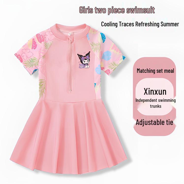 2024 Девочки Цельный Купальник-Юбка - Летняя Купальная Одежда для Детей в Размерах S, M и L