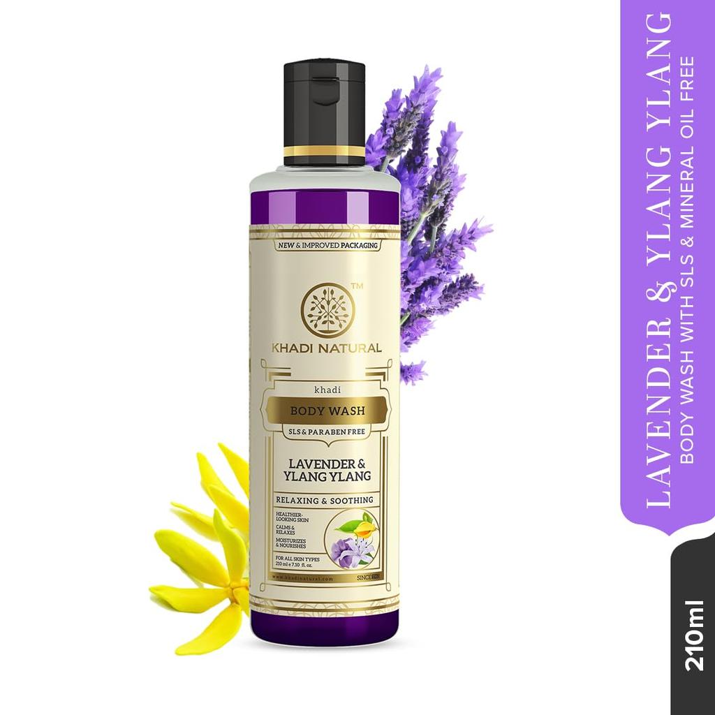 KHADI NATURAL Травяной гель для душа «Лаванда и Иланг-Иланг», 210 мл, 1 шт. | Цветочный гель для душа для всех типов кожи