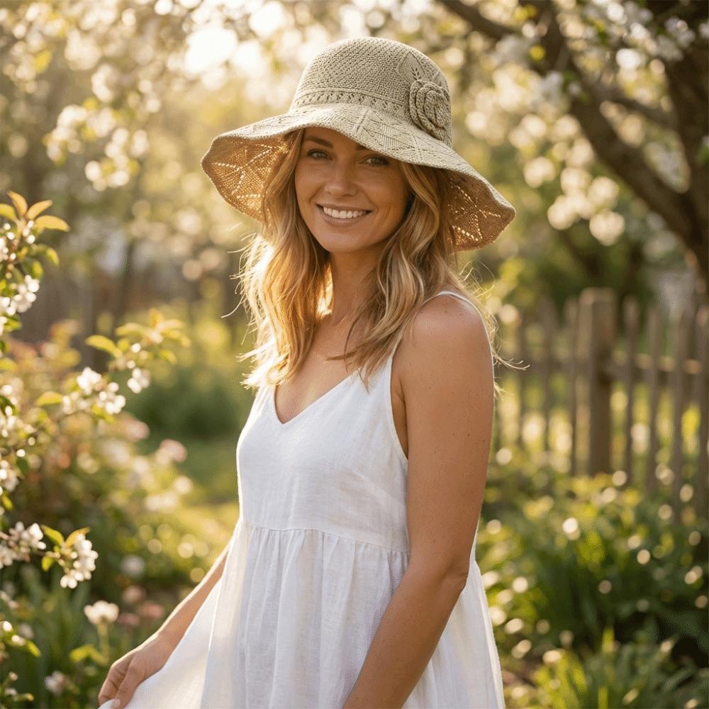 Fashion Sweet Straw Sun Hat French Style Temperament Knitted Bucket Hat Big Brim Visor Cap Sun Protection Cap Girls
