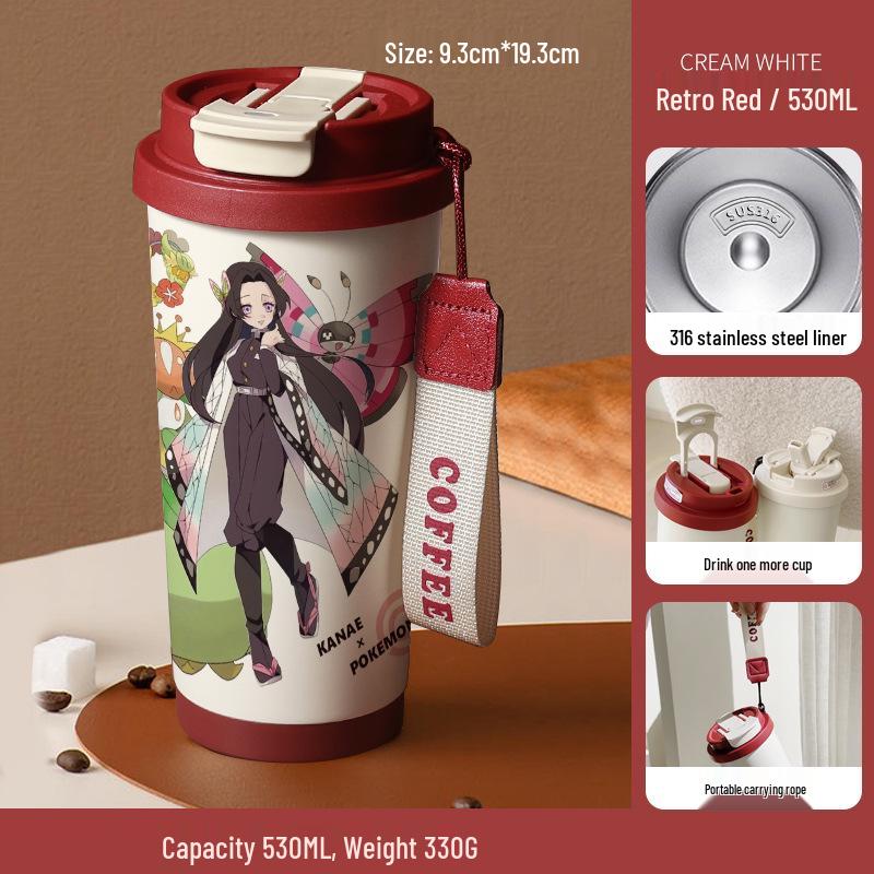 Кружка-термос с трубочкой из нержавеющей стали «Клинок, рассекающий демонов» Агацума Зеницу