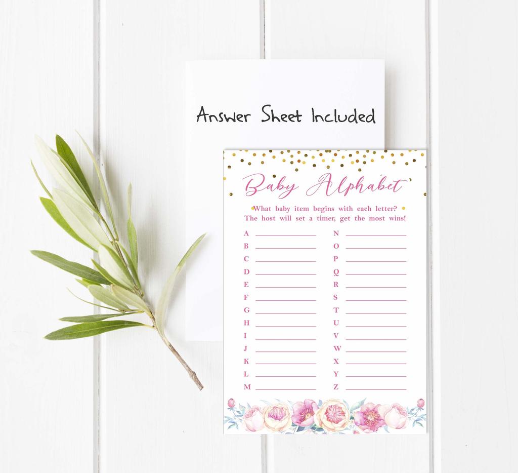 Inkdotpot Gender Reveal Confetti Baby Shower Game Set Of 50 BabyA AlphabetA ABCA Game Ita s A Boy Ita s A Girl Party